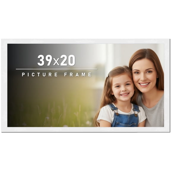 39x20 Frame White Solid Wood Picture Frame Includes UV Acrylic Shatter Guard Front, Acid Free Foam