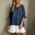 thumbnail image 4 of QSAWXQZ Women's 2 Piece Outfit Dress Set Long Sleeve Crew Neck Loose Top with Ruffle Hem Sleeveless Mini Dress for Casual Wear XL, 4 of 7