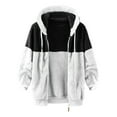 thumbnail image 5 of VISALY Womens Zip Up Hoodies Sweater Jacket Coat Stitching Three- Pocket Soft Hooded Pullover Sweatershirt Warm Artificial Wool Coat Outwear Casual Sweaters Fleece Hoodies Winter Sweaters Black L, 5 of 7