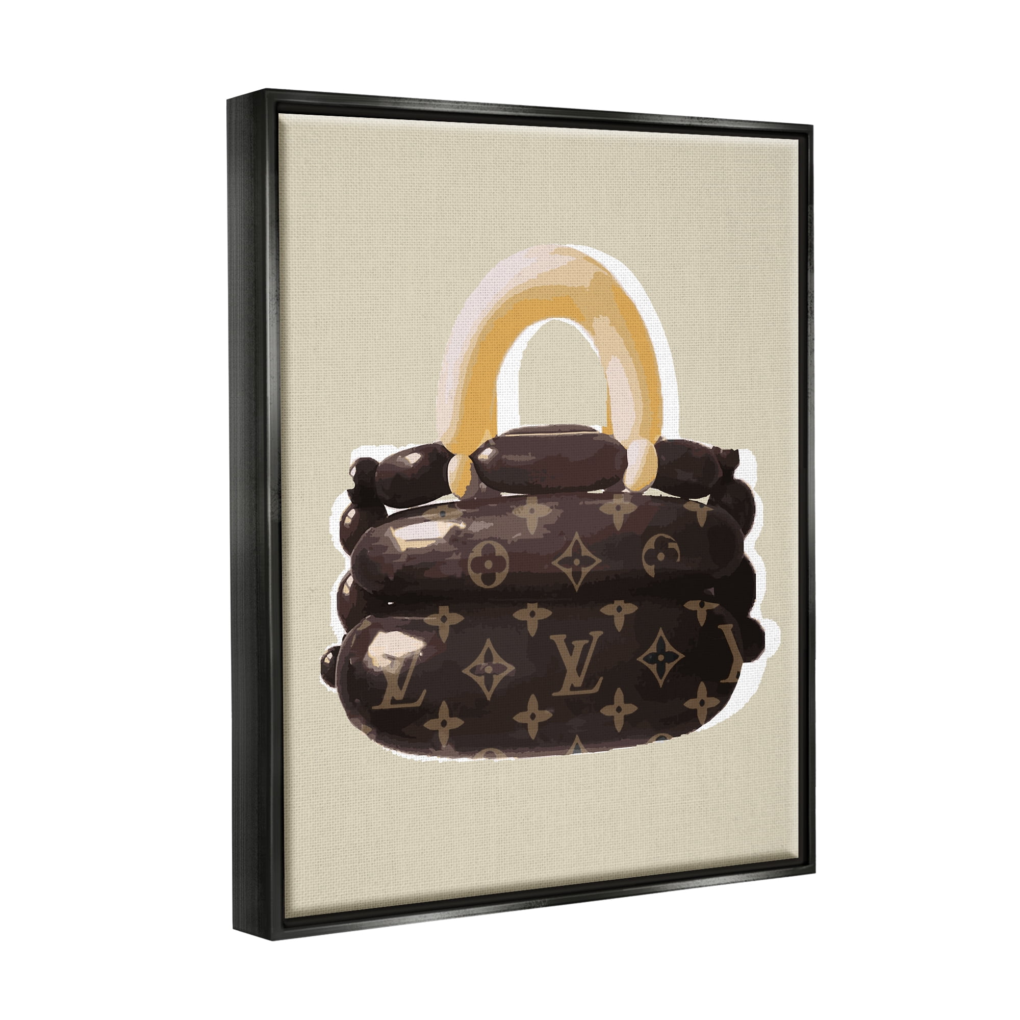 Stupell Industries Balloon Designer Purse Abstract Painting Black Floater Framed Art Print Wall Art, 17 x 21