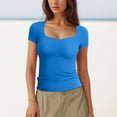 thumbnail image 5 of Women's Square Neck Double-Layer Tank Tops Basic Tight T Shirts, 5 of 7