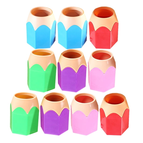 GOOHOCHY 10 Uds. Tazas en forma de lápiz, organizador de lápices, soportes para bolígrafos Kawaii, vasos para brochas de maquillaje de escritorio