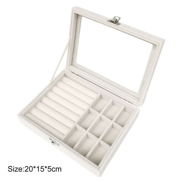 Velvet Jewelry Earring Display Trays Clear Window Lidded Box for Bracelets Watches Hair Clips