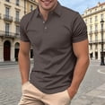 thumbnail image 2 of IWRICH Men's Waffle Solid Color Polo Shirts Collared Short Sleeve Slim Fit Shirts Button up Casual Business Workwear Coffee S, 2 of 8