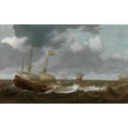 thumbnail image 3 of Jan Porcellis 24x16 Black Modern Framed Museum Art Print Titled - Ships on a Turbulent Sea, 3 of 5