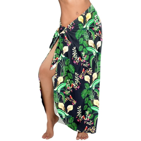 LA LEELA Women's Beachwear Pareos Vacation Summer Wraps Swimsuit Beach Swim Cover ups Skirt Bikinis Sarongs Coverups One Size Denim, Leaves