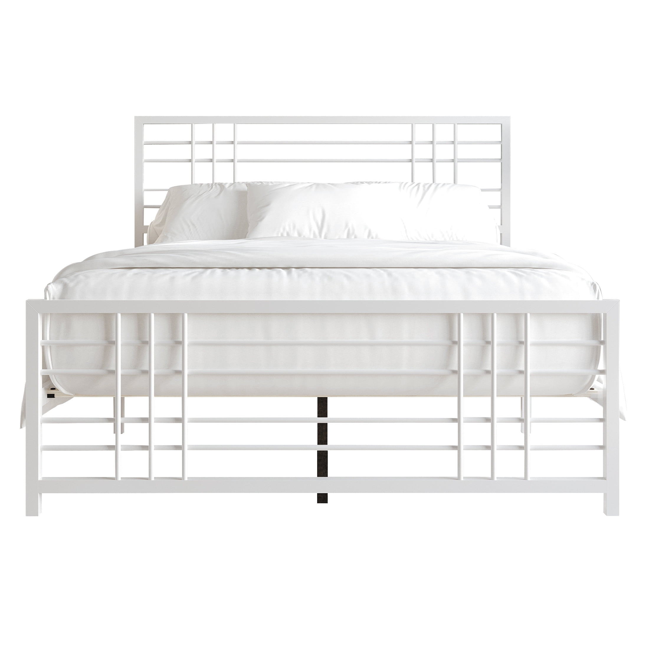 Castle Place Simple Classic Full Size Metal Panel Bed, White
