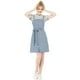 thumbnail image 3 of Vestido de mezclilla A-Line para mujer con tirantes ajustables Inspire Chic, primavera verano, color azul claro, 3 of 8