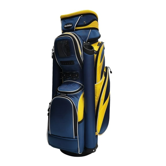 NEW Revelation Golf Commander Deluxe Cart Bag 14-way Top - Navy / Yellow