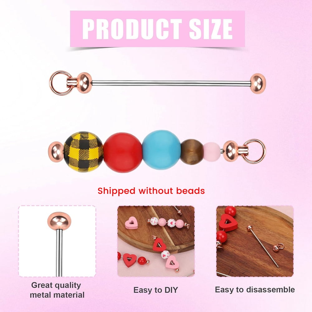 50pcs Blank Beadable Keychain Bars,DIY Bead Keychain Bar Charms Key Chain Making Accessories for Craft Project Pendant