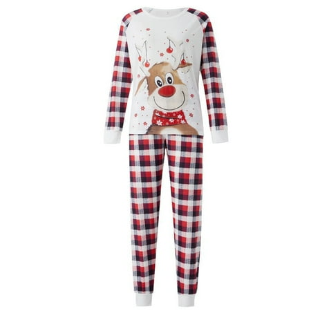 

Christmas Plaid Printed Loungewear Christmas Family Matching Pajamas Long Sleeve Home Sleepwear FOR MOM