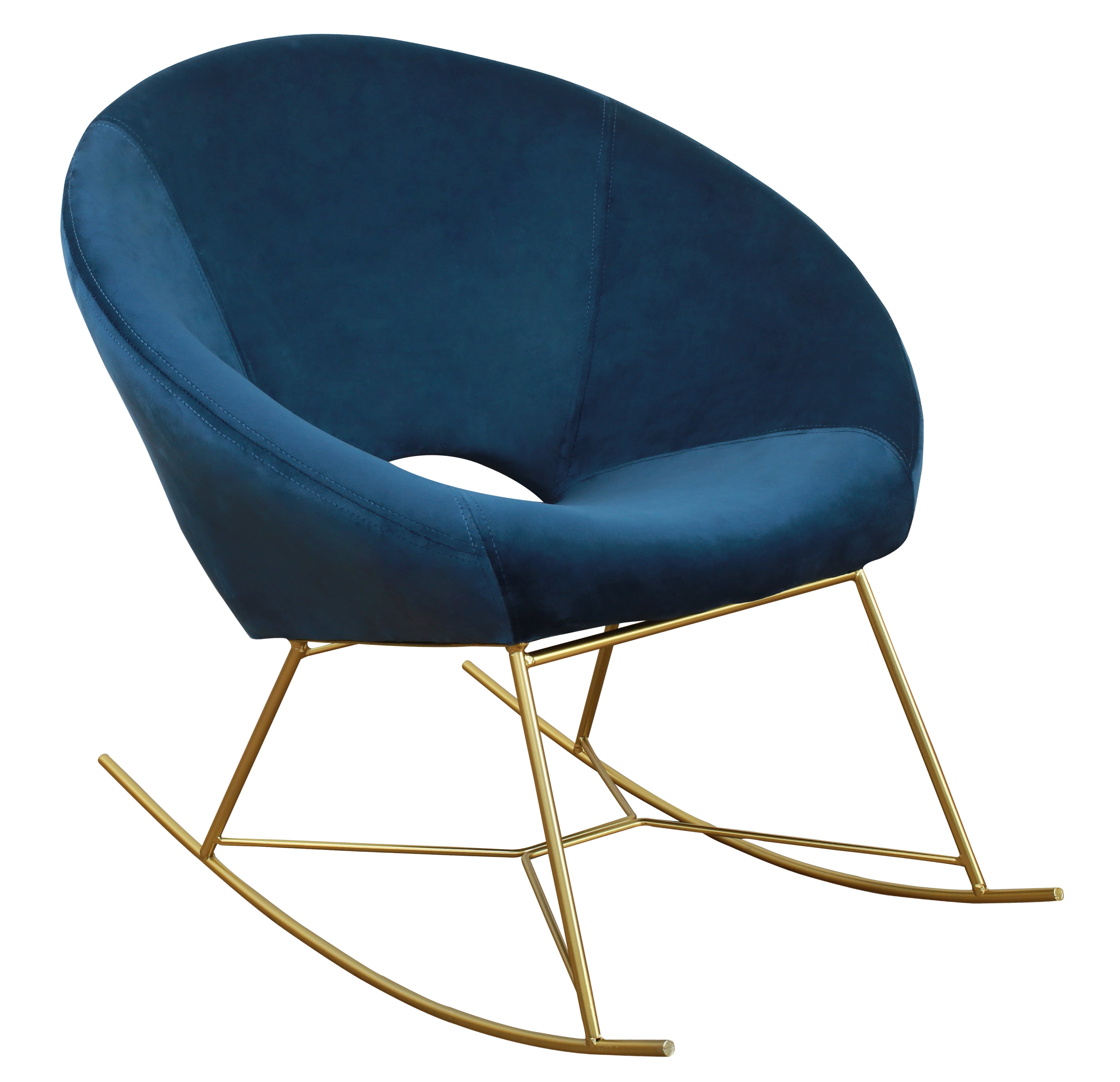 TOV Furniture Nolan Navy Velvet Rocking Chair with Gold Iron Rockers ...