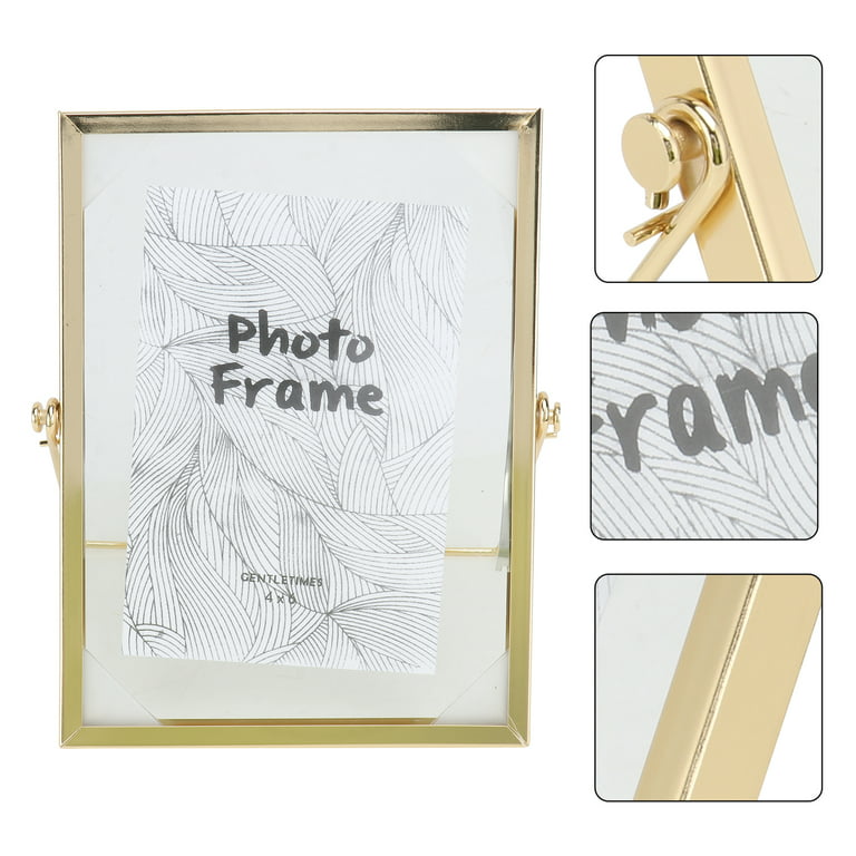 1Pc Picture Frame Glass Picture Frame Creative Photo Holder Photo Frame  (Golden)