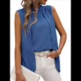 thumbnail image 3 of Camisetas Sin Mangas Informales de Negocios para Mujer, Atuendos de Verano Sin Mangas, Camisas de Trabajo Elegantes y de Moda de 2025. Azul XL, 3 of 9