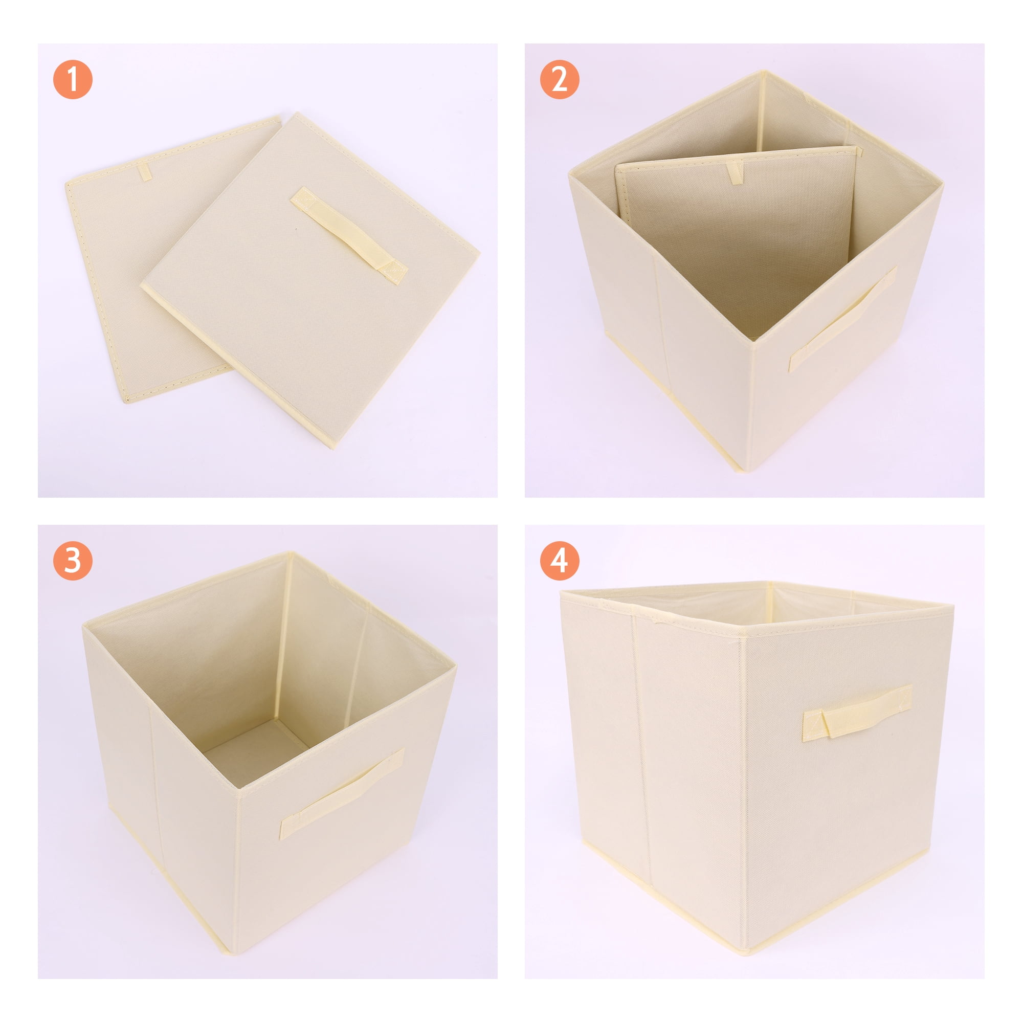 Unique Bargains Fabric Storage Cube Storage Bin Beige 11*10.6*10.6in
