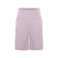 thumbnail image 6 of IWRICH Women's Athletic Long Shorts with Pockets High Waisted Bermuda Shorts Walking Running Casual Bottoms Pink XL, 6 of 8