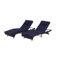 thumbnail image 5 of Modern 76" Outdoor PE Rattan Reclining Chair Set, Lounge Chair Recliner up to 150°, for Beach, Poolside, Garden, Set of 2, Brown Frame, 6 Available Color Cushion, 5 of 6