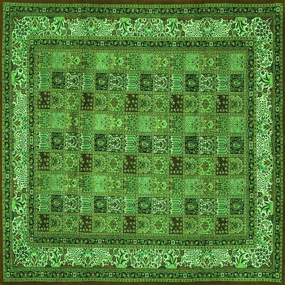 Ahgly Company Indoor Square Persian Green Traditional Area Rugs, 7' Square