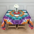 thumbnail image 3 of Colorful Tie Dye Starflower Pattern Square Tablecloth,Waterproof Square Table Cover,Wipeable Spillproof Washable Table Cover for Home Kitchen Party Decor 52"x52"(132x132cm), 3 of 6