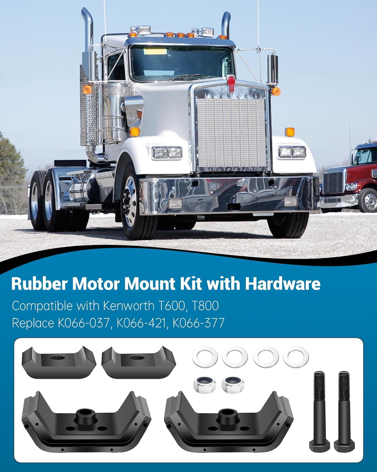Rubber T800 Motor Mount,Rear Motor Mounts Compatible with Kenworth T600 T800, W900 Engine Mount, Replace K066-037, K066-421, K066-377