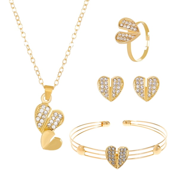 QIQUWOHUL Diamond Butterfly Love Jewelry Set For Women Teen Dainty Cubic Zircon Studs Trendy Statement Jewelry Gifts