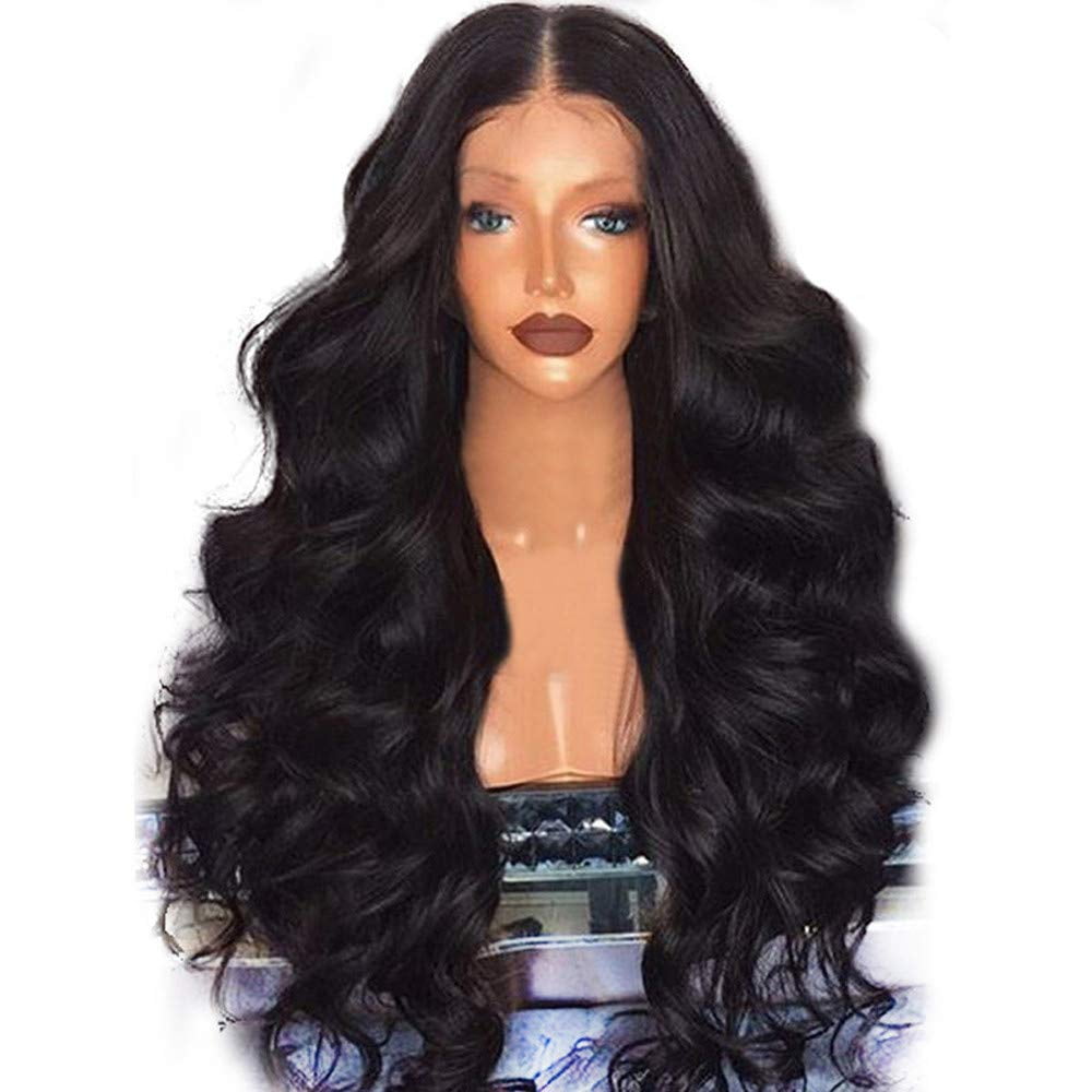 AMOUSTORE Wig Long Black Curly 26-Inches Wigs Costume for Women 