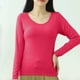 thumbnail image 1 of Pijama de manga larga para mujer, color liso, manga larga, cuello redondo, con copa acolchada, ropa de casa, pijama modal para mujer, 1 of 9