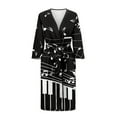 thumbnail image 3 of Yuyamidu Music Note Long Bath Robe Loose Robes Nightgowns for Women Size 2XL Piano Spa Bathrobes Nightgown Ladies Pajamas Sleepwear Casual Louge Wear Robe, Black, 3 of 7