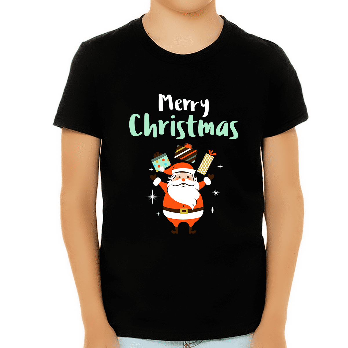 Cute Santa Kids Christmas Shirt for Boys Christmas Gift Christmas Shirt