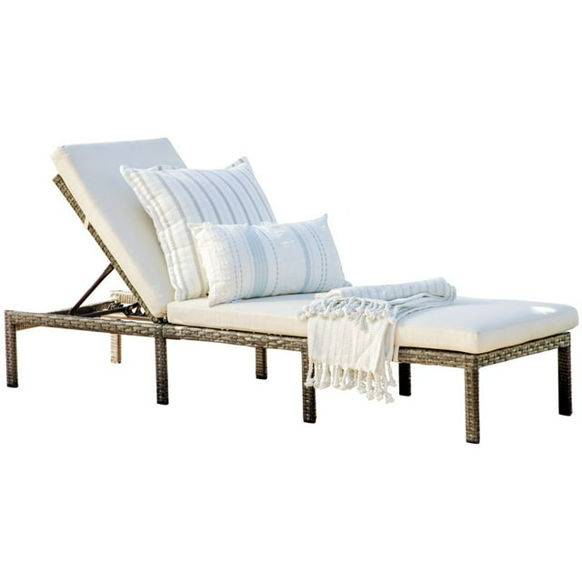 Bowery Hill Outdoor Wicker Chaise Lounge in Dark Gray