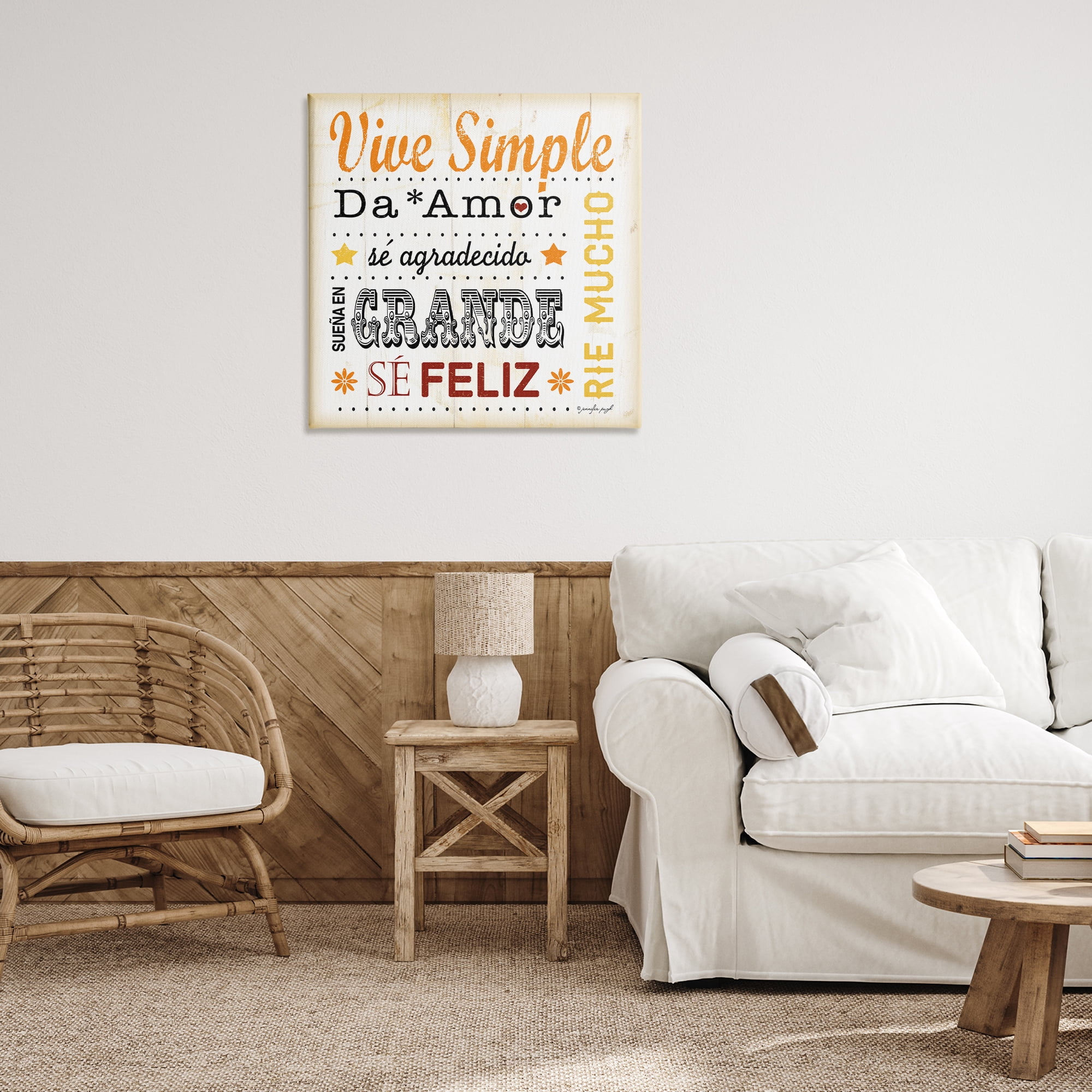 Stupell Industries Inspiraciones Diarias de Felicidad Inspirational Quotes & Sayings Painting Wrapped Canvas Art Print Wall Art, 30 x 30