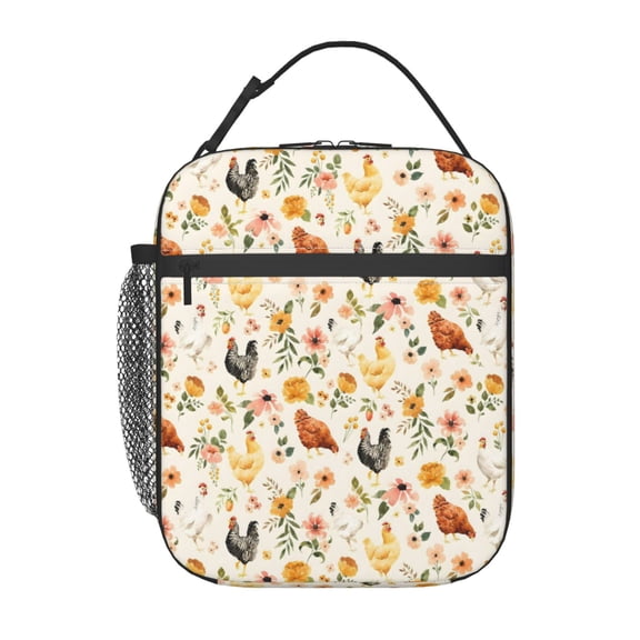 Cute Chicken Lunch Bag Reusable Thermal Lunch Box with Handle for Women and Men