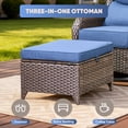 thumbnail image 6 of Giantfurnni Patio Furniture Sets 3-Piece Wicker Weatherproof Outdoor Conversation Sets with Sofa and Ottomans, Brown and Blue, 6 of 8
