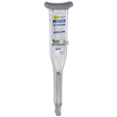 Sunmark Push-Button Adult Aluminum Crutches, CY194-9783, 4'6"-5'2", 1 Pair