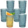 thumbnail image 7 of Kate Aspen Textured Striped Blue Drinking Glasses Set of 6 -13 oz Vintage Glassware Set Cocktail Glass Set, Juice Glass, Water Cups | Hostess Gift, Present for Newlyweds or New Home Owners, 7 of 7