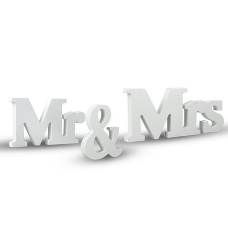 Wooden Heart Sign EEEKit MR & MRS Wooden Letters Wedding Decoration/Present, Mr & Mrs Wedding Sign Mr & Mrs Signs Mr & Mrs Letters For Sweetheart Table Decoration (White) ()