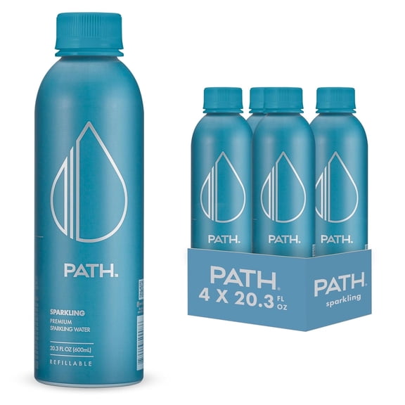 PATH Water Sparkling Bottled Water, 20oz, 4 pack
