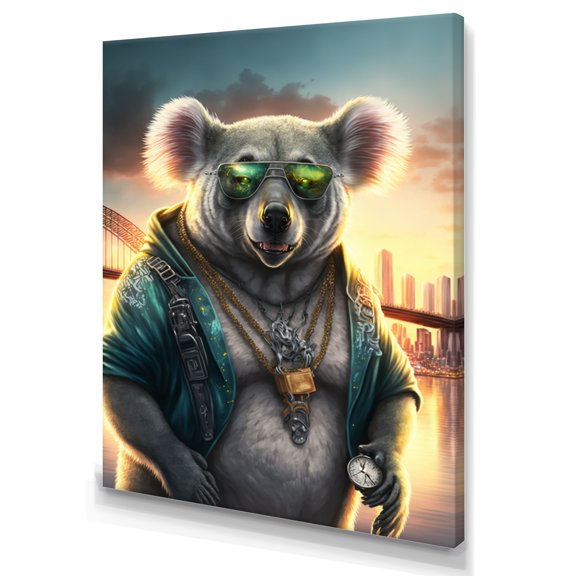 Designart Koala Gangster In NYC Canvas Wall Art