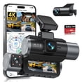thumbnail image 1 of Dash Cam GKU 4K, 3 canales, 5.8 GHz, WiFi, GPS, 64 GB, modo de estacionamiento las 24 horas, 1 of 8