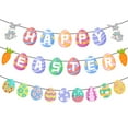 thumbnail image 2 of SDJMa Happy Easter Banner, Colorful Easter Egg Bunny Carrot Banner for Spring Easter Party Favors Supplies Home Mantle Fireplace Decor, 2 of 9