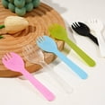 thumbnail image 2 of HLONK 100Pcs Sporks Durable PS Material Plastic Spoons and Forks Smooth Edges Spork Multi-Purpose Design Plastic Spoons Pink, 2 of 3
