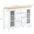 thumbnail image 2 of White Buffet Cabinet with Glass Doors & 2 Drawers - 47" Kitchen Sideboard for Dining Room, Living Room Storage, 2 of 7