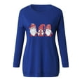 thumbnail image 2 of LoyisViDion Women'S Solid Color Christmas Print Round Neck Sweater Women Blue 6(S), 2 of 4