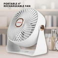 thumbnail image 4 of Aiwa 4" Desk Fan, USB-C Rechargeable Mini Fan with 3 Speeds and 270-Degree Rotation, White, 4 of 6