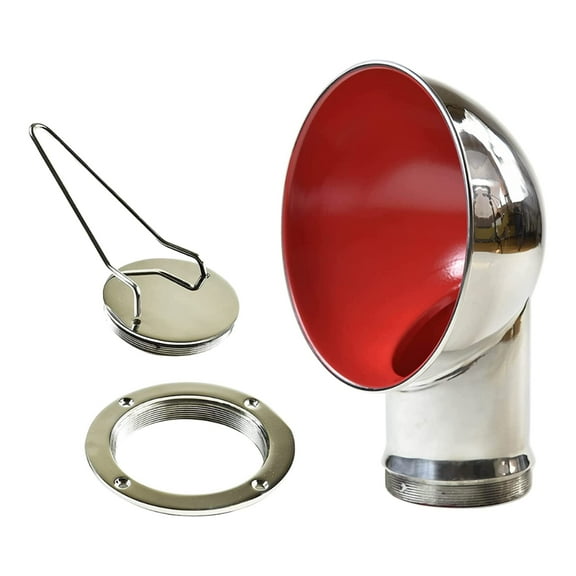 MARINE CITY 3 Inches 316 Grade Stainless Steel Round White Cowl Vent and Round Inspection Deck Plate with Deck Plate Key for Marines  Boats  Yachts  Kayaks  Ships Pack of 1