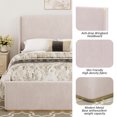 thumbnail image 3 of Euroco Upholstered Corduroy Queen Size Bedroom Furniture Set, Platform Bed with Storage Ottoman, Pink, 3 of 13