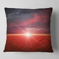 thumbnail image 2 of Designart Red Poppies Field at Sunset - Modern Landscape Printed Throw Pillow - 16x16, 2 of 5