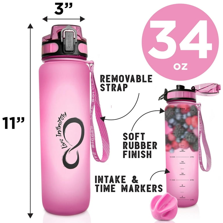 Live Infinitely Gym Water Bottle with Time Marker Fruit