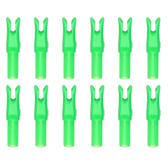 Uxcell Archery Arrow Nocks, Plastic Nocks Replacement Arrows Tail Accessory-Fitting For (DIY Hunting Shooting/Compound/Recurve Bow) 6.2MM/0.24" ID & 12 Pcs & Plastic & Green