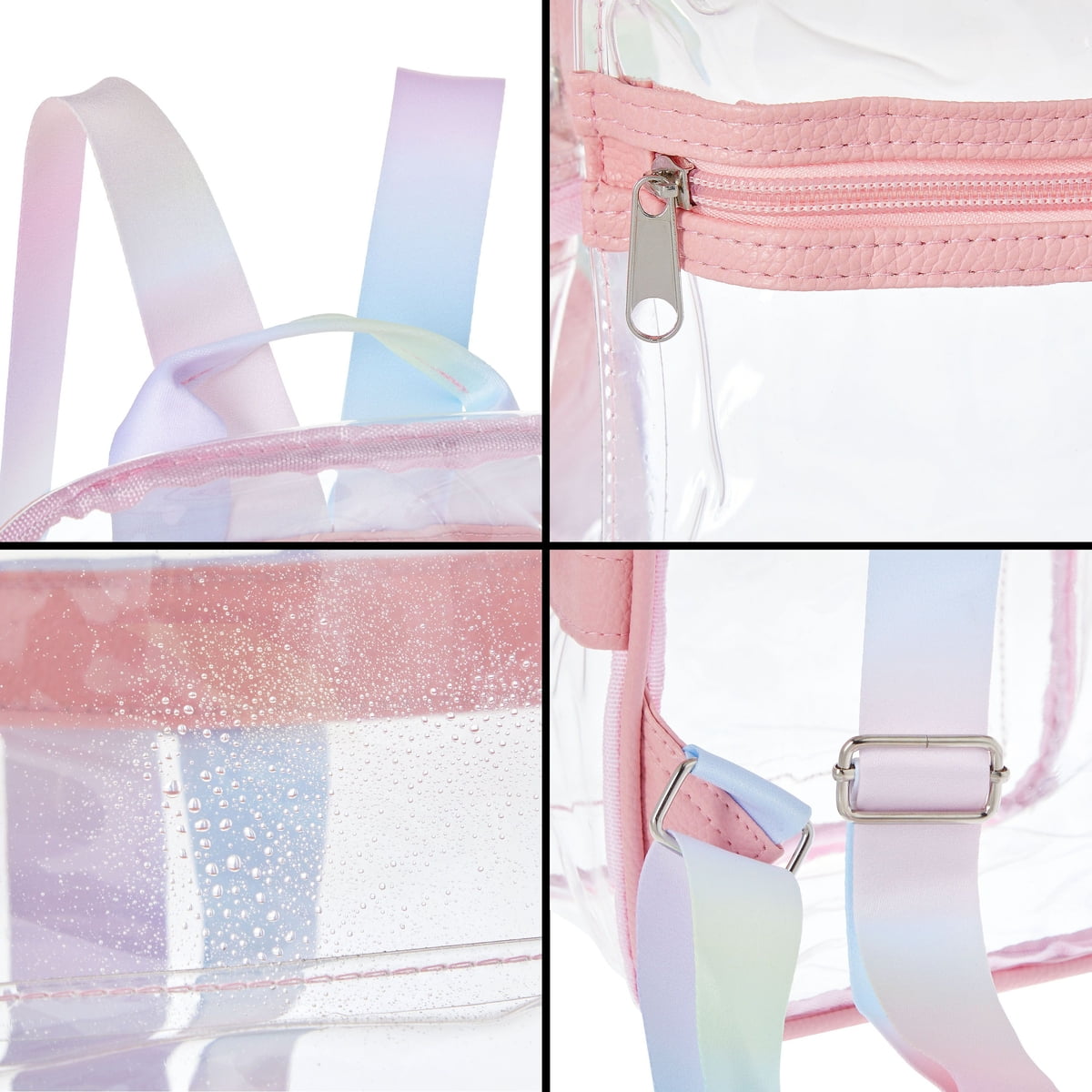 Clear Mini Backpack with Front Pocket and Tie Dye Straps